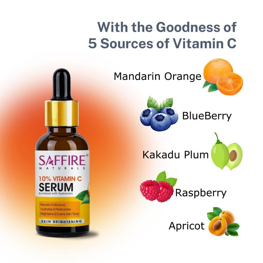 Saffire Naturals 10% Vitamin C Serum Enriched With Hyaluronic | Grocsy