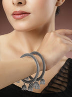 NVR Women's Set of 2 Silver-Toned German Silver Oxidised Bangle