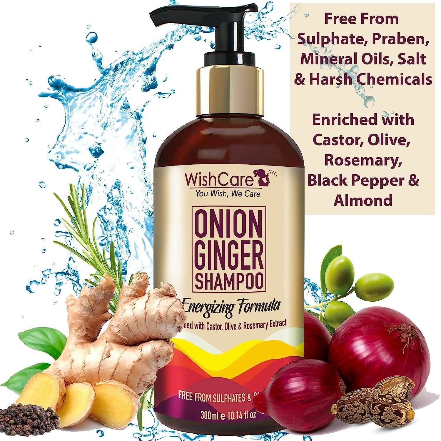 Wishcare Onion Ginger Shampoo | Grocsy