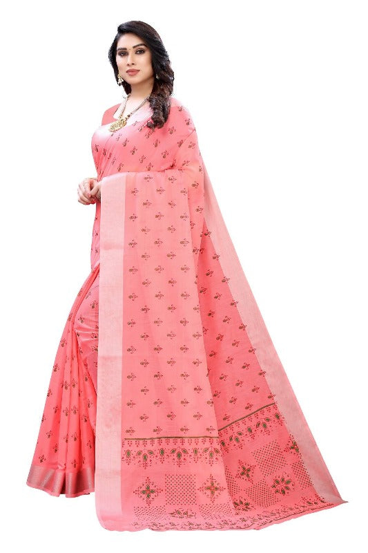 Vamika Peach Chanderi Designer Saree (DIYA PEACH) | Grocsy