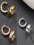 NVR Men's Set of 3 Multicolor Rhodium-Plated Stainless Steel Hoop Earrings | Grocsy