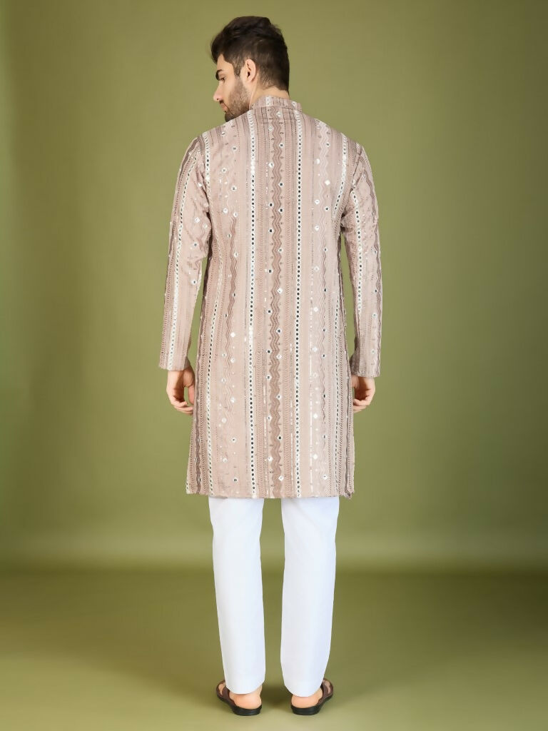 Vastranavya Ivory Exclusive Festival Wear Pure Viscose Rayon Sequence & Foil Mirror Heavy Embroidered Work Kurta | Grocsy