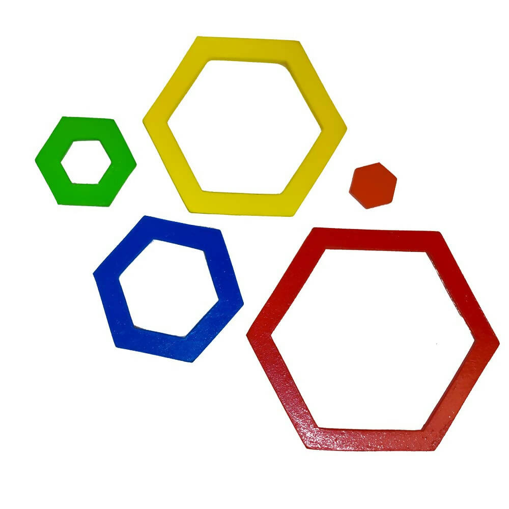iLearnngrow Hexagon puzzle - Size and Shape Sorter Fun Activity for Your Kids Wooden Toys for 2-12 years Unisex Kids I hexagon puzzle for kids | Grocsy