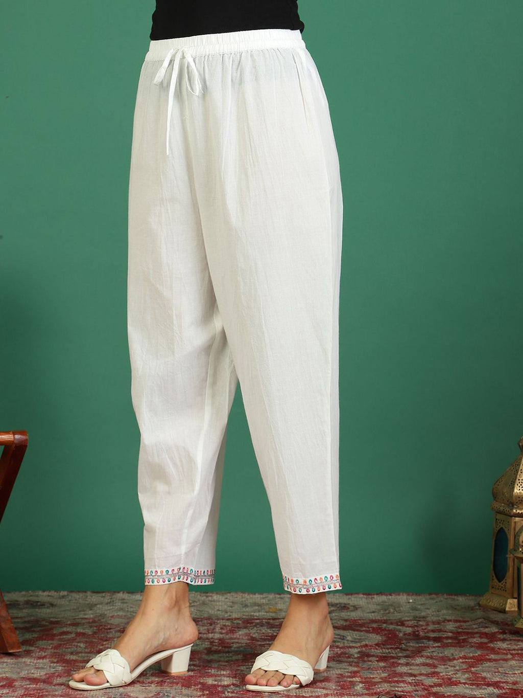 Sangria Printed Pure Cotton V- Neck Kurta & Trousers With Dupatta | Grocsy