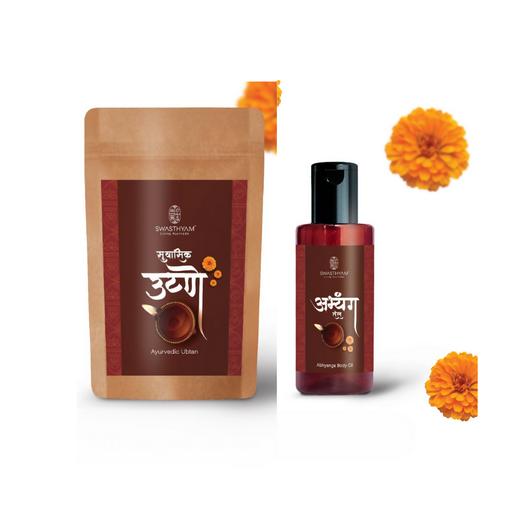 Swasthyam Diwali Combo - Ayurvedic Ubtan & Abhyanga Oil | Grocsy