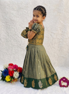 Teeya Creation New Trendy Girls Sage Green Silk Traditional Lehenga Choli Set-Green | Grocsy
