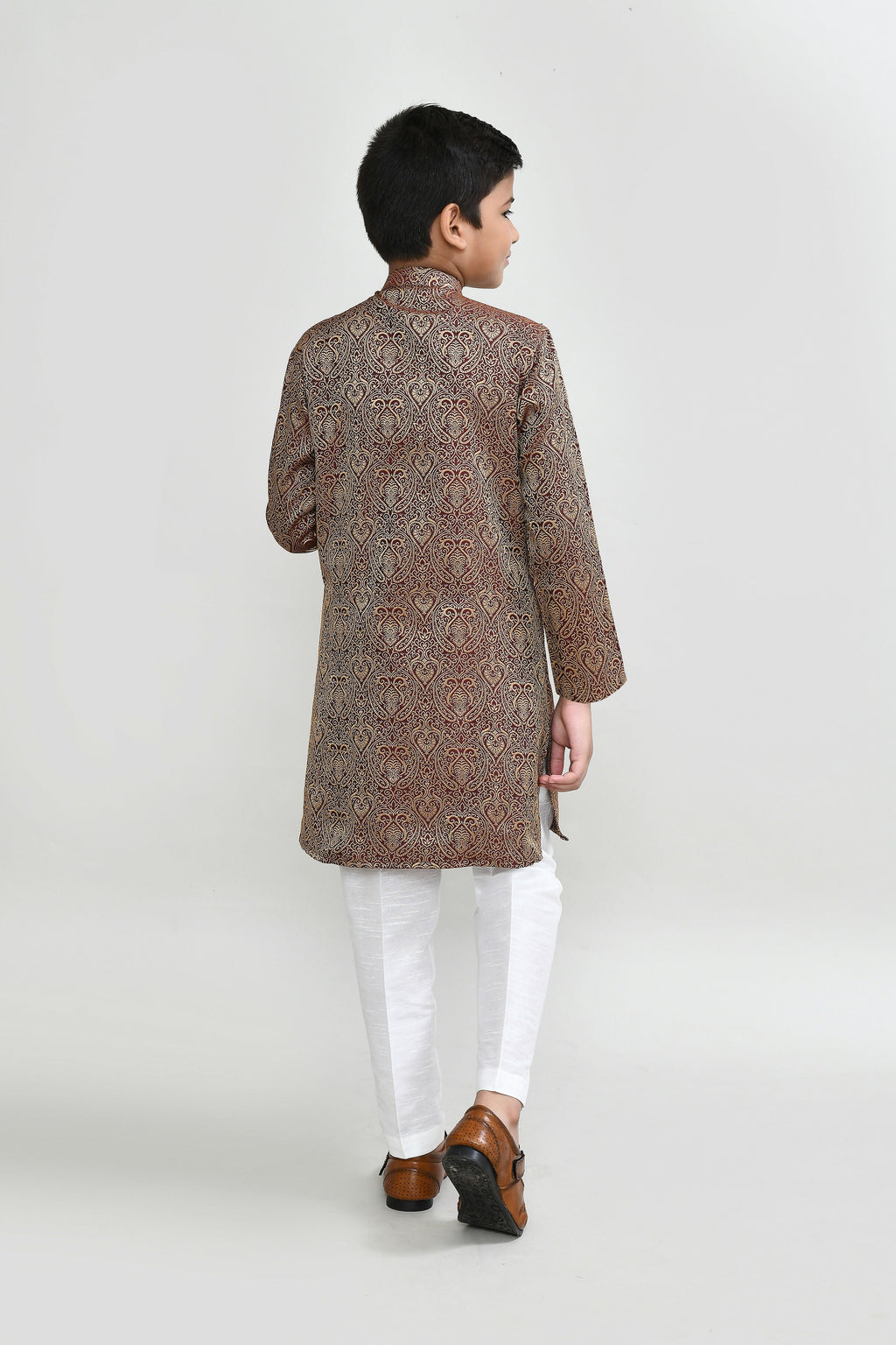 Joban Fashion Imported Jacquard Maroon Kurta With Straight Fit Pant | Grocsy