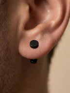 NVR Men's Black Rhodium Plated Studs Earrings | Grocsy