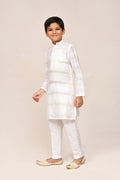 Joban Fashion Jacquard Silk Off White Kurta With Straight Fit Pant | Grocsy