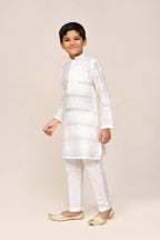 Joban Fashion Jacquard Silk Off White Kurta With Straight Fit Pant | Grocsy