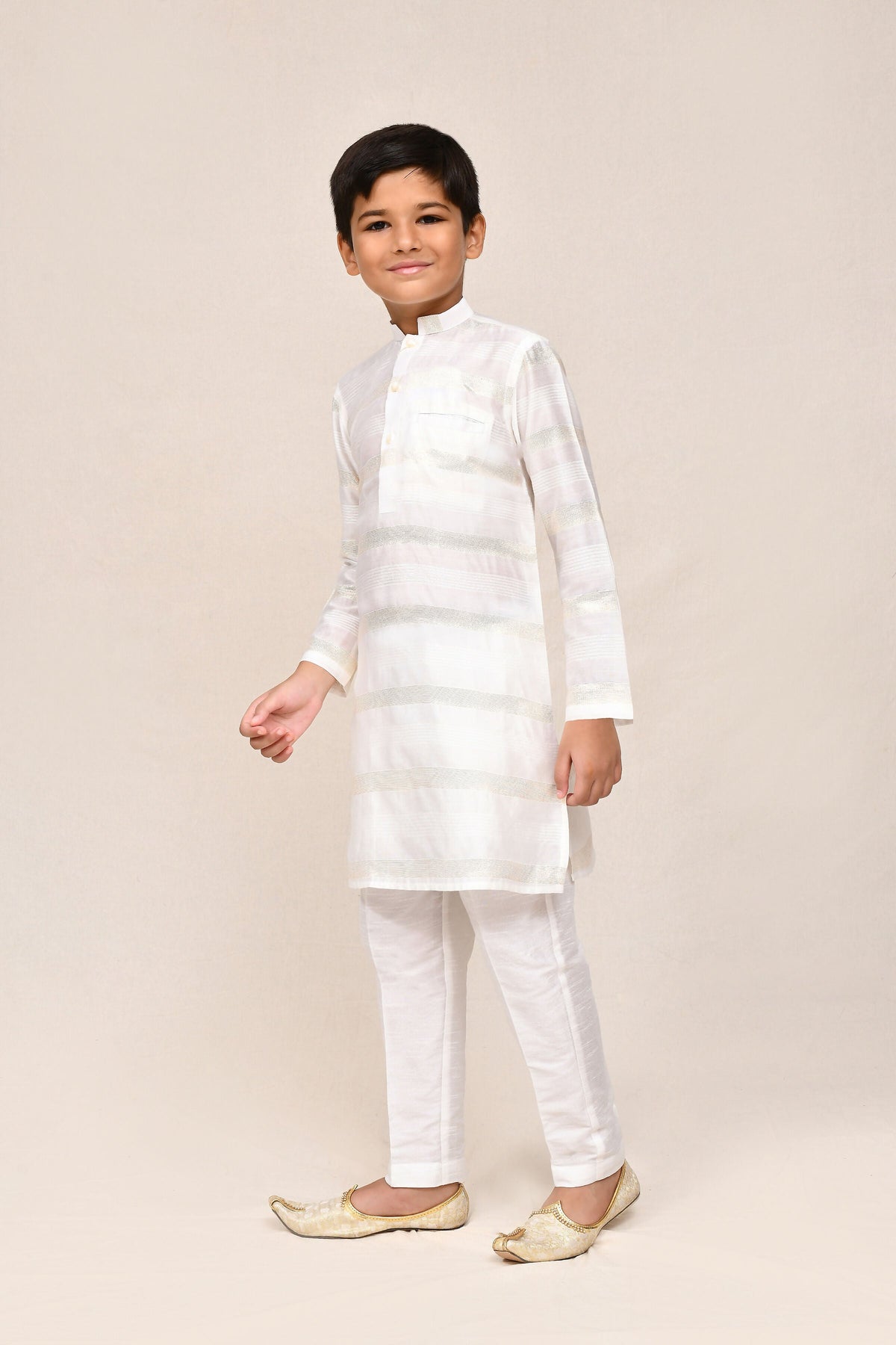 Joban Fashion Jacquard Silk Off White Kurta With Straight Fit Pant | Grocsy