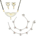 AanyaCentric Gold-Polished Mangalsutra Pendant Earring Set & Silver Plated Anklet