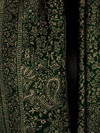 Weaving Mystery Handloom Pashmina Shawl-Kaani Zari - Green | Grocsy