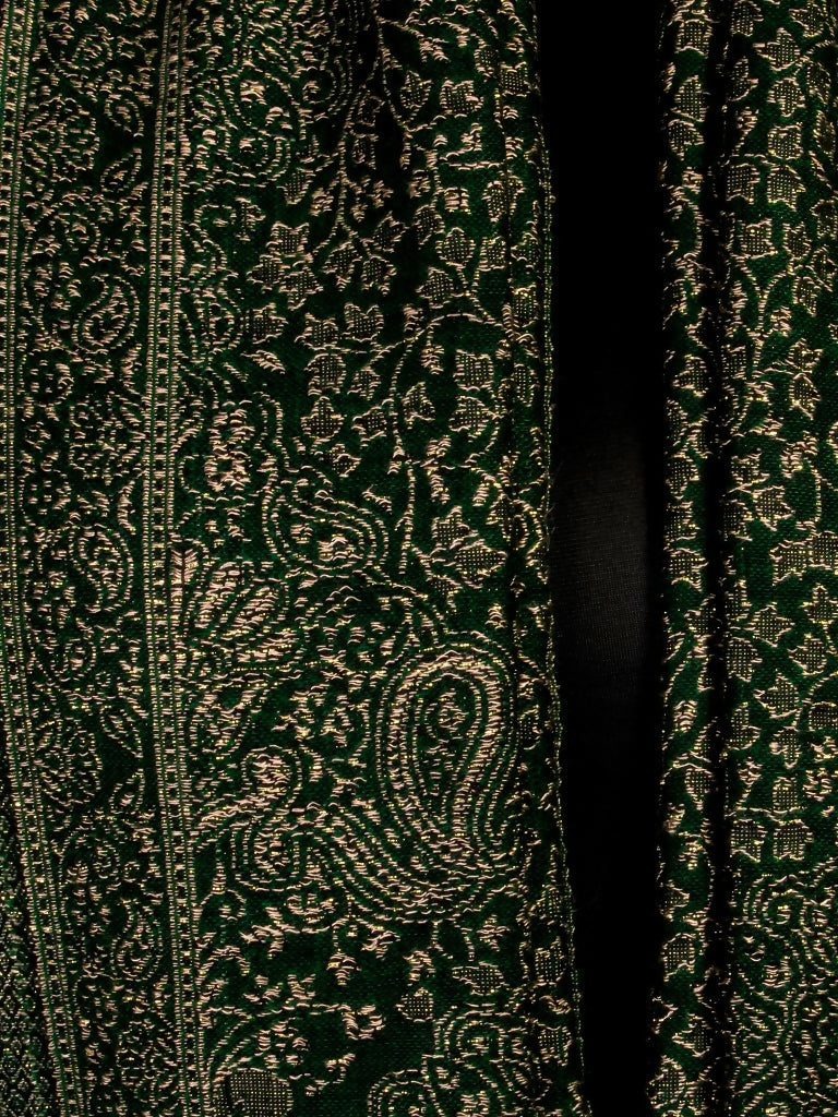 Weaving Mystery Handloom Pashmina Shawl-Kaani Zari - Green | Grocsy