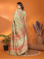 Joban Fashion Pastel Green Meena Weaves Pashmina Sarees | Grocsy