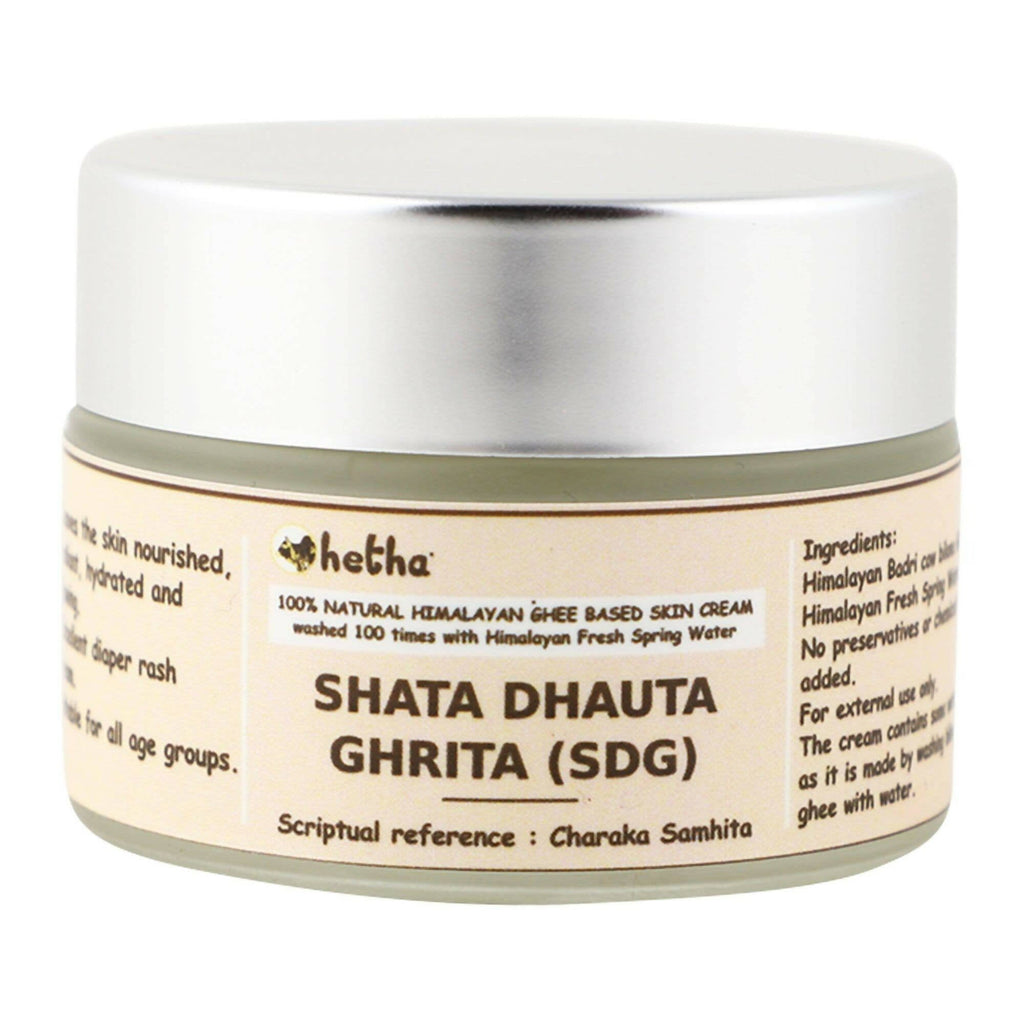 Hetha Shata Dhauta Ghrita Skin Cream - 100 times washed, Himalayan Ghee based Natural Skin Cream | Grocsy