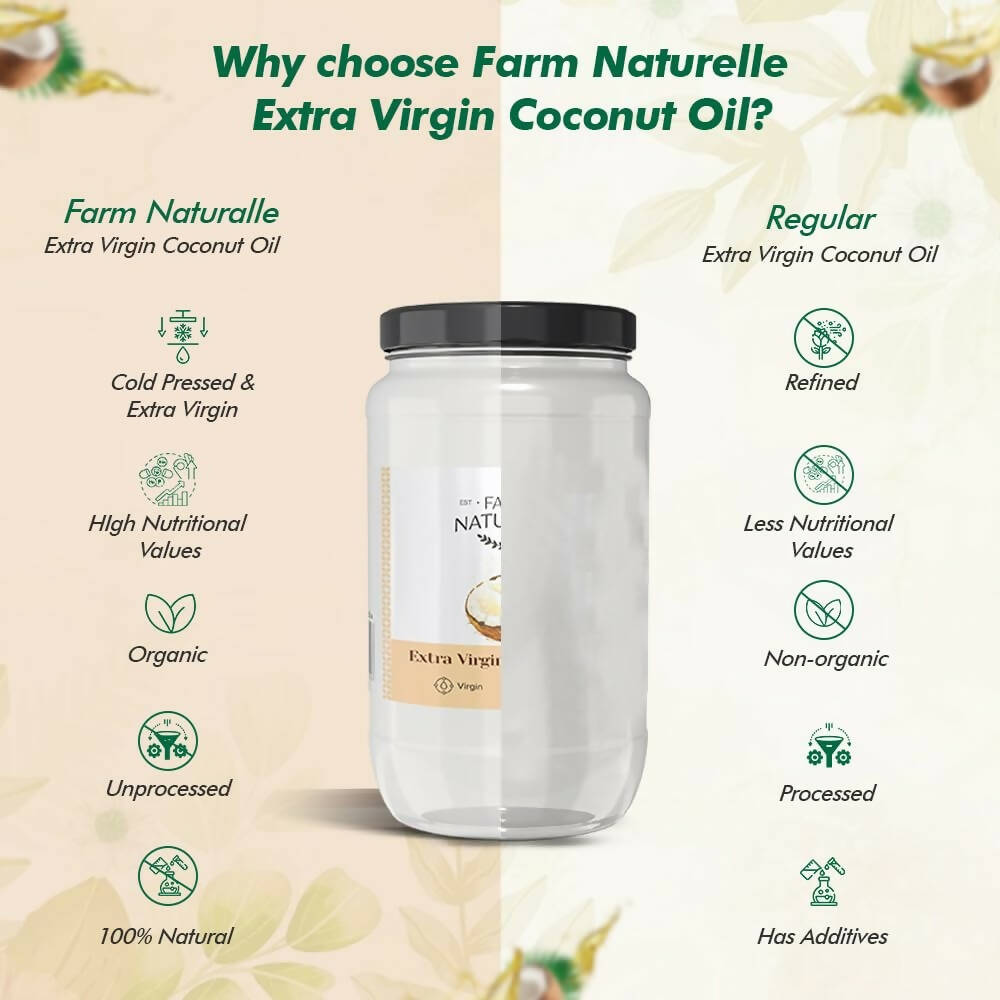 Farm Naturelle 100% Pure Organic Extra-Virgin Cold Pressed Coconut Oil | Grocsy