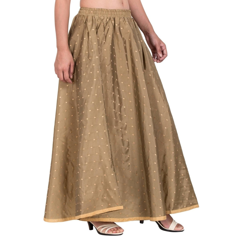 Asmaani Olive Green Color Golden Zari Work Maxi Skirt | Grocsy