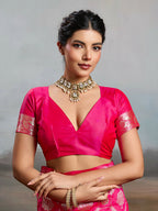 Shree Shyam Fashion Rani Pink Silk Blend Saree | Grocsy