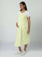 Manet Half Sleeves Solid Maternity Dress With Concealed Zipper Nursing Access - Yellow | Grocsy