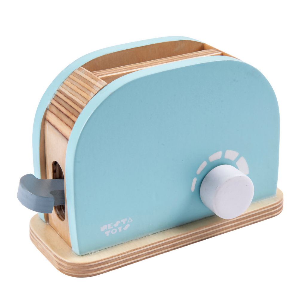 Nesta Toys Wooden Bread Pop-up Toaster (Blue), Kitchen Set Toy, Play Food, Pretend Play Toys for Kids (3+ Years) | Grocsy