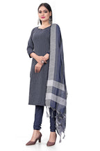 Blue Cotton Jacquard Woven Unstitched Dress Material - Amara | Grocsy