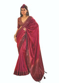 Joban Fashion Satin Silk With Zari Border Pink Colored Designer Pallu Saree | Grocsy
