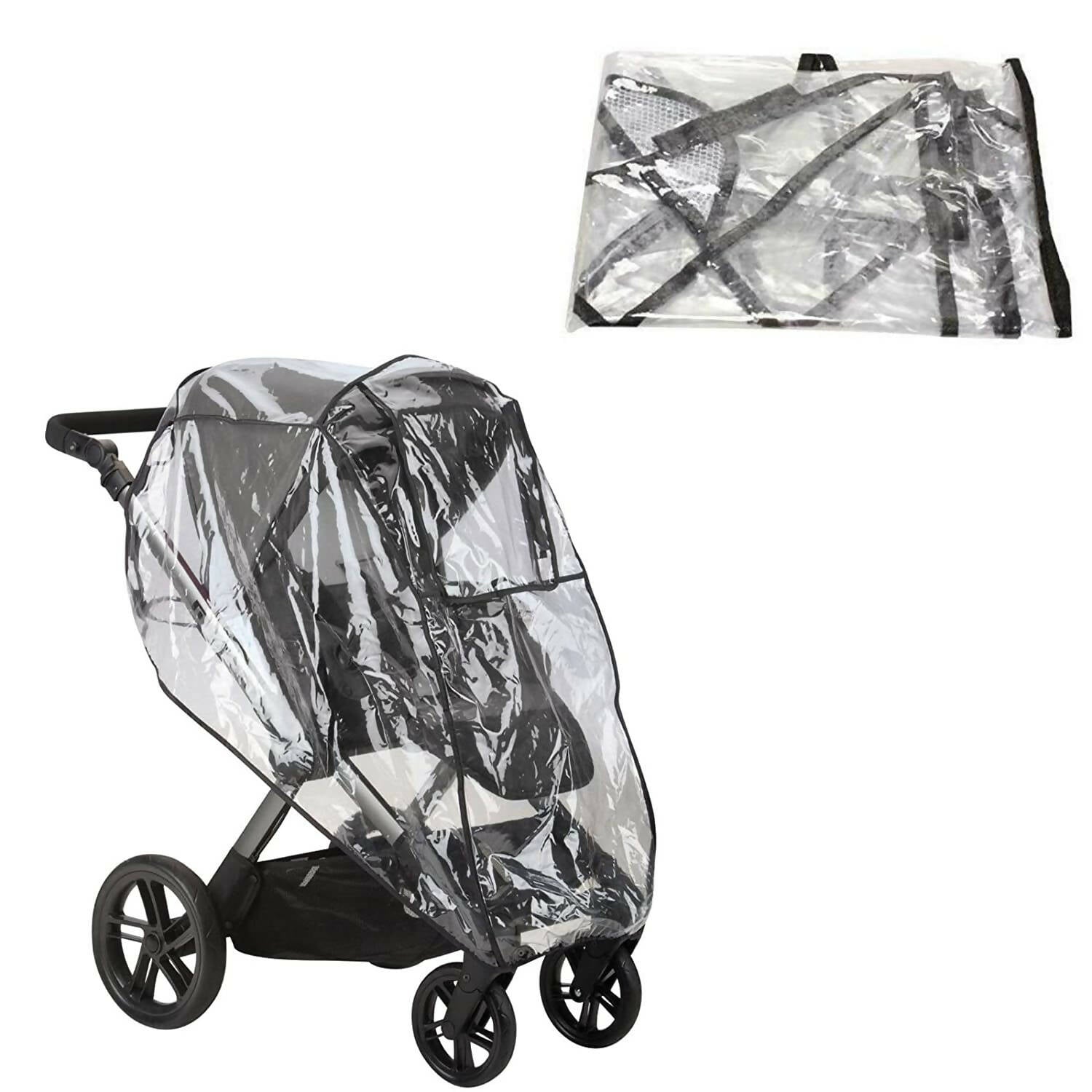 Safe-O-Kid Waterproof Transparent Rain Cum Shield Cover for Baby Pram & Strollers | Grocsy