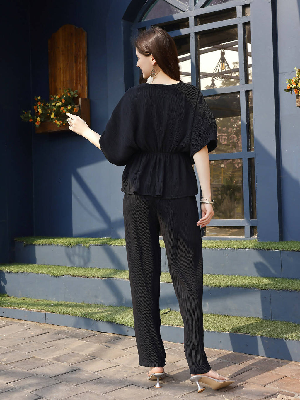 Black Crush Plain Top with Matching Bottom - Eesha | Grocsy