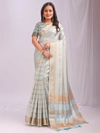 Shree Shyam Fashion Organza Sky Blue Saree | Grocsy