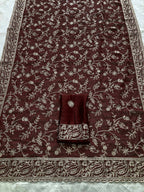Teeya Creation New Trendy Stylish Party Wear Silk Saree-Brown | Grocsy