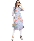 Vamika Grey French Crepe Printed Party Wear/Casual Wear Kurti | Grocsy