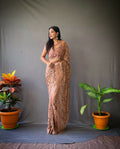 Vamsee Pearl 1 Brown Georgette Saree | Grocsy