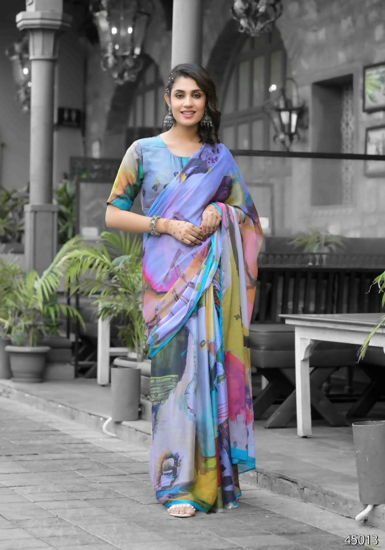 stylish Casual Multi Imported georgette Ready to Wear Fancy Saree - Ashwini | Grocsy