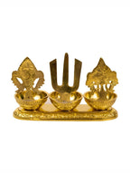 Spillbox Gold-Toned Brass Namah 3 Kuber Diya Pooja Essential | Grocsy