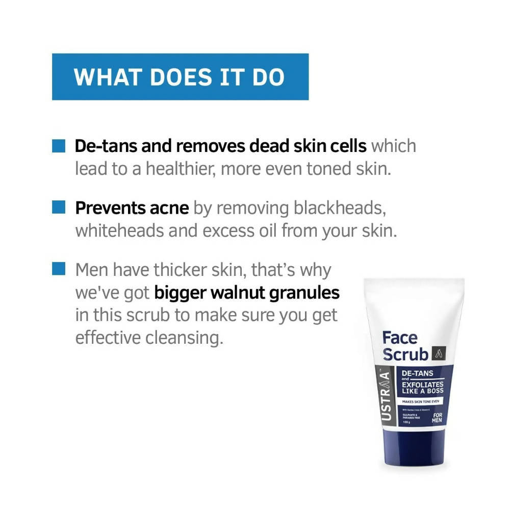 Ustraa De-Tans Face Scrub For Men | Grocsy