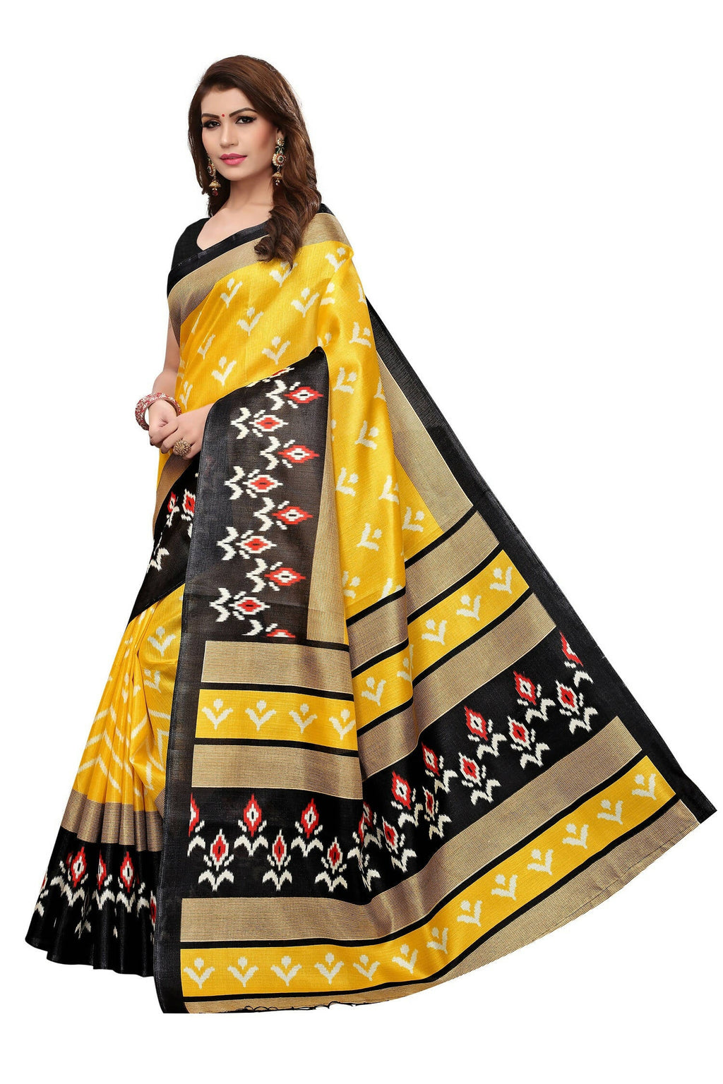 Vamika Kalamkari With Jhalar Khadi Silk Saree In Yellow Color | Grocsy