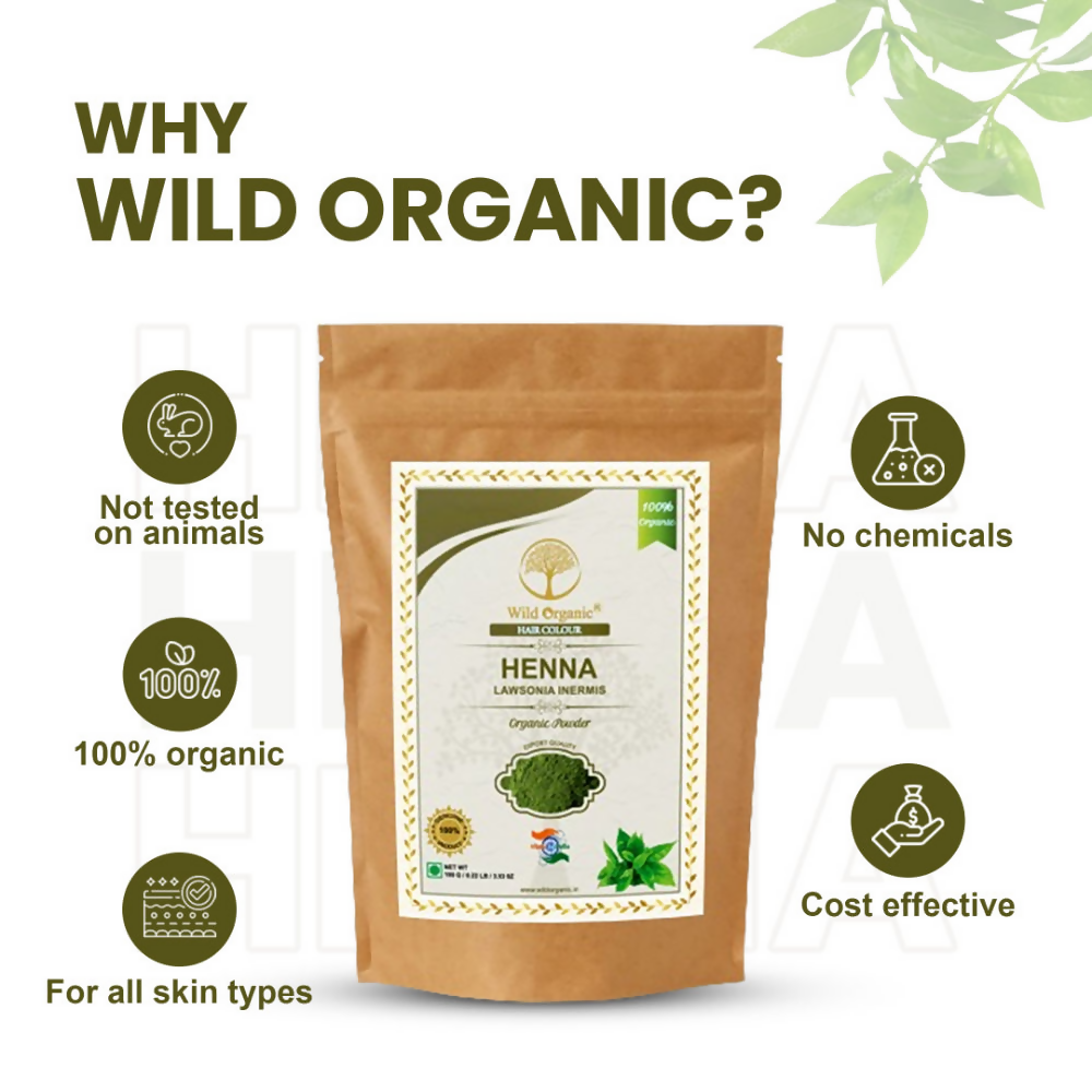 Wild Organic Henna Hair Colour Powder For Smooth Hair Pack | Grocsy