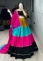 Yash Enterprise Multi Color Rayon Cotton Embroidery Semi Stitched Navratri Top Chaniya Choli | Grocsy