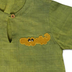 Mhyssa Tick Tock Round Neck Half Sleeve Green T-shirt With Full Length Yellow Pant Set For Kids | Grocsy
