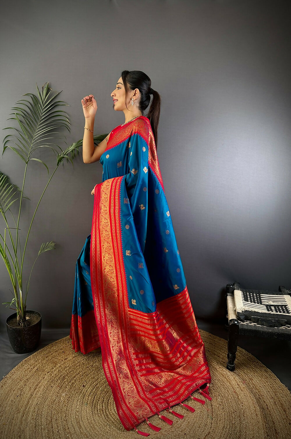 Joban Fashion Banarasi Royal Blue Woven Soft Silk Saree | Grocsy