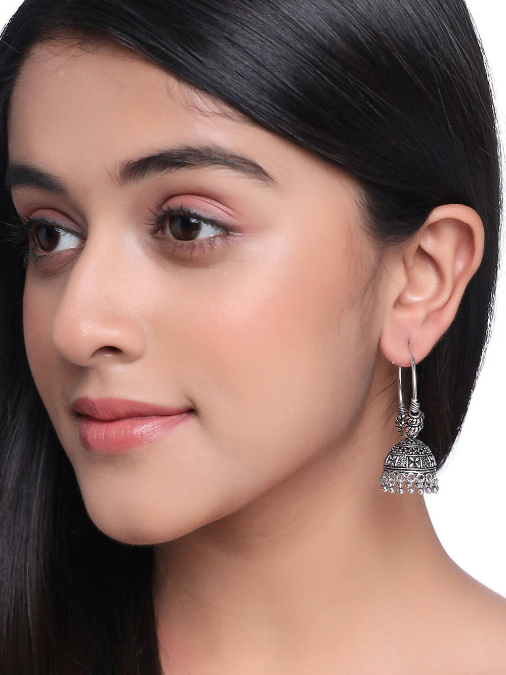 NVR Women Silver-Plated Contemporary Jhumkas Earrings | Grocsy
