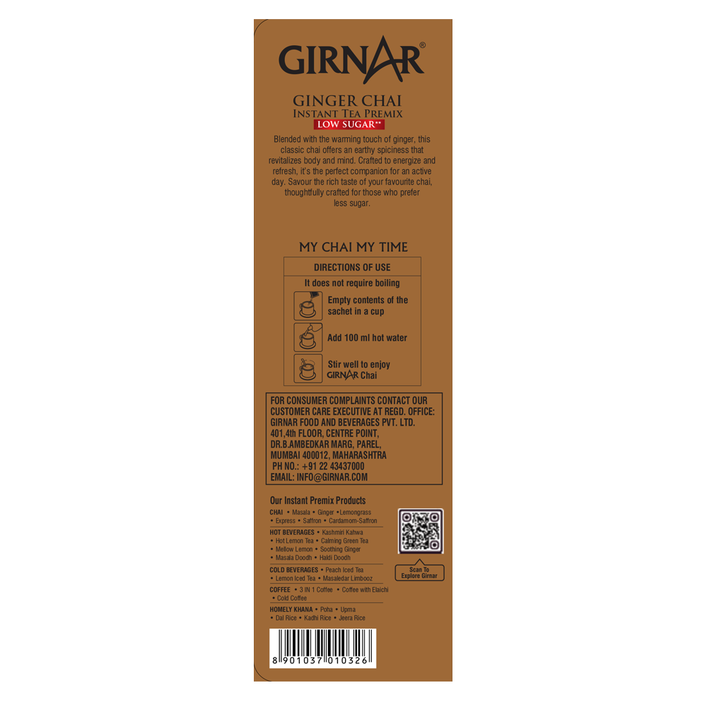 Girnar Instant Tea Premix With Ginger (Low Sugar) | Grocsy