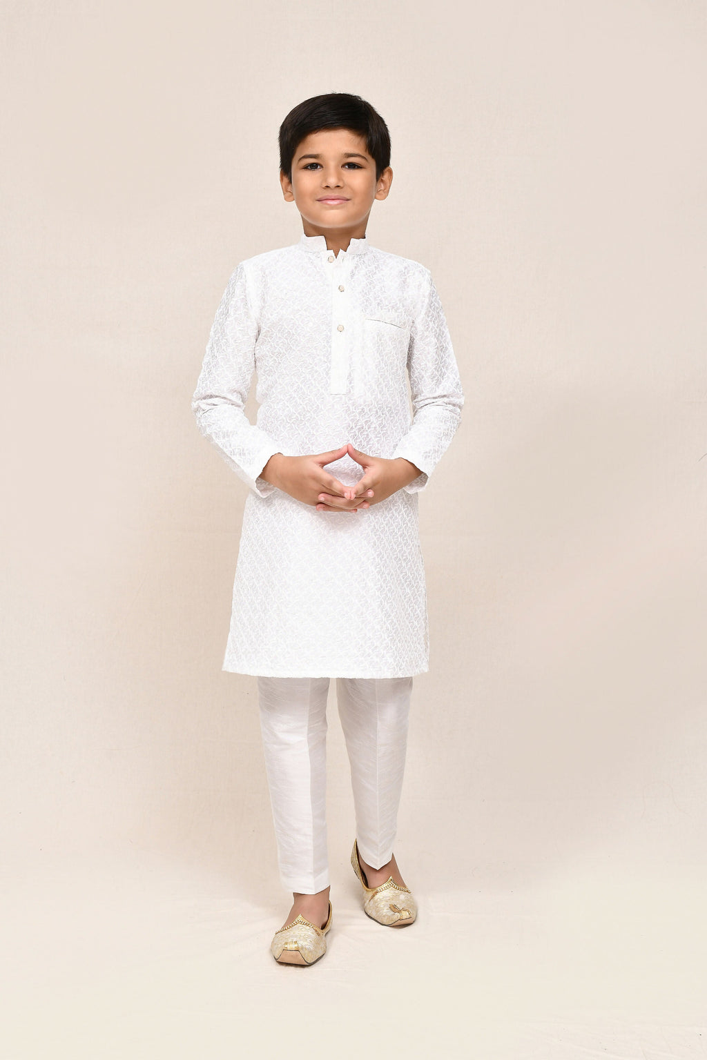 Joban Fashion Art Silk White Kurta With Straight Fit Pant | Grocsy