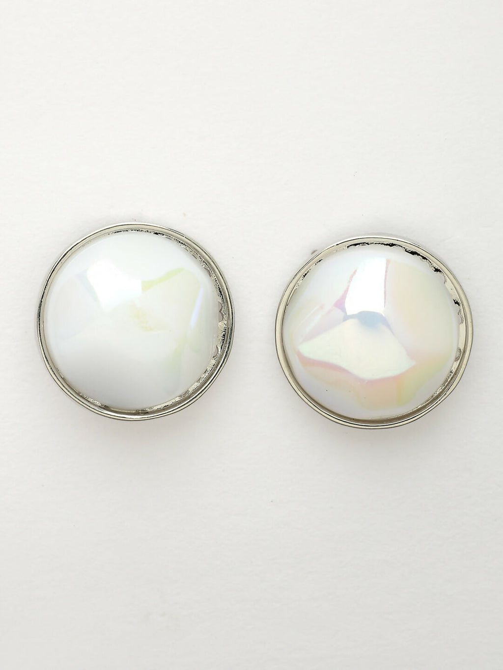 NVR Wome's Silver-Plated Pearl Studded Circular Studs Earring | Grocsy