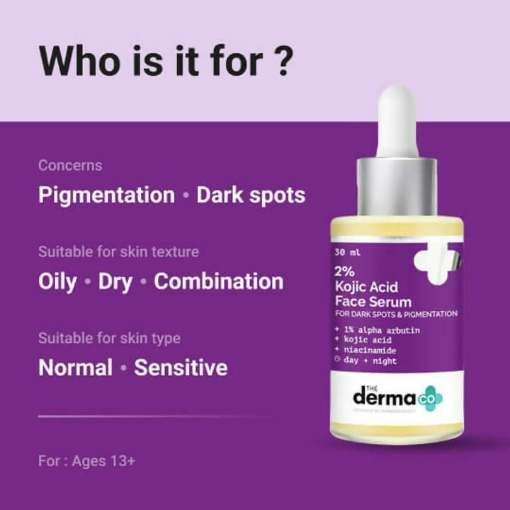 The Derma Co Bye Bye Pigmentation: 2% Kojic Acid Face Serum & 1% Hyaluronic Sunscreen Serum | Grocsy