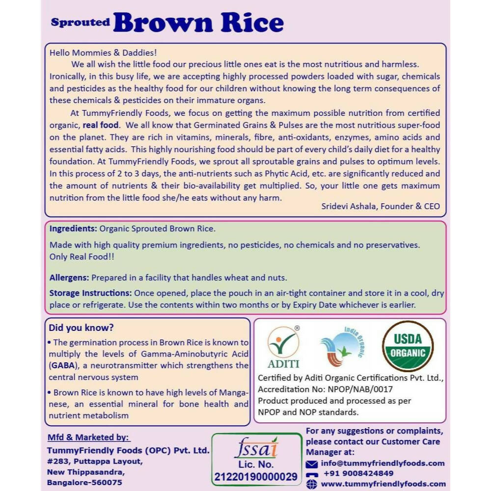 TummyFriendly Foods Organic Stage1 Sprouted Porridge Mixes Combo Pack - Sprouted Ragi, Sprouted Brown Rice and Oats | Grocsy