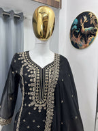 Teeya Creation Black Color Faux Georgette Embroidery Work Party Wear Salwar Suit | Grocsy