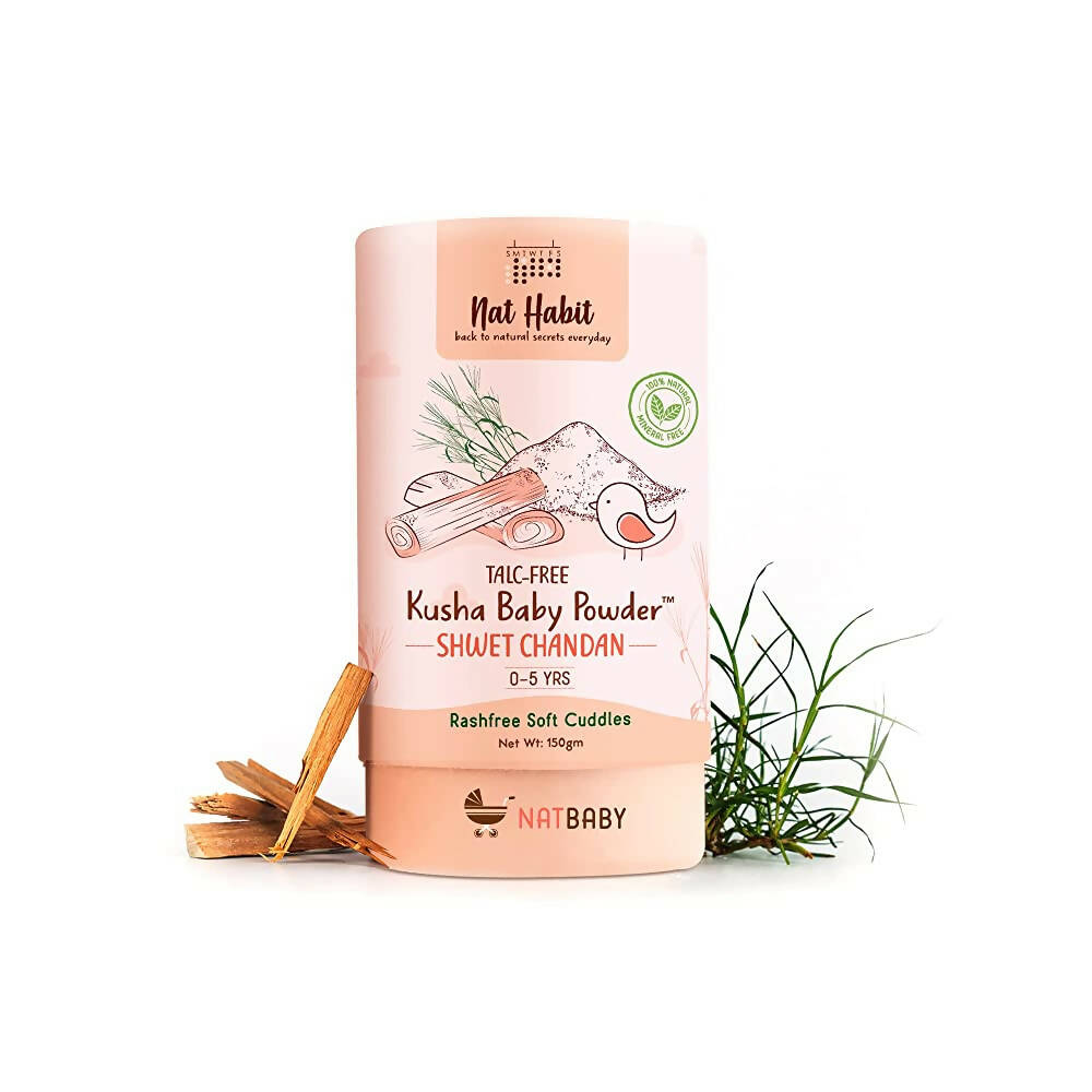 Nat Habit Shwet Chandan Kusha Baby Powder | Grocsy