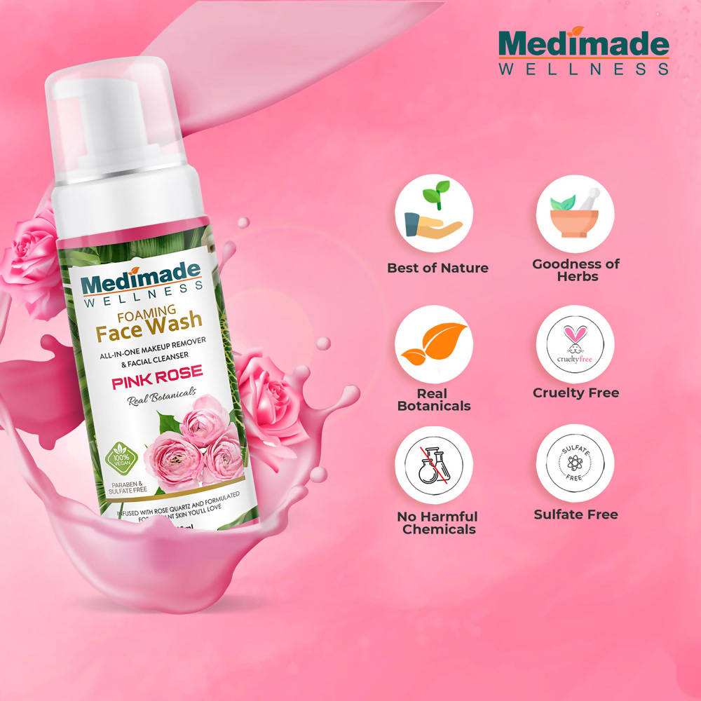 Medimade Wellness Foaming Face Wash With Pink Rose | Grocsy